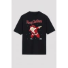 Merry Christmas Baskılı Noel Babalı T-shirt - Siyah