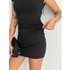 Mini Elbise Yarım Balıkçı Yaka Vücuda Oturan Şık Günlük Elbise - Siyah