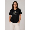 Müzik Temalı Baskılı Tişört Bisiklet Yaka Kısa Kol T-Shirt - Siyah