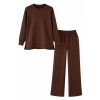 Osy Modal Yumuşak Dokulu Tesettür İkili Takım Yan Yırtmaçlı Uzun Tunik Ve Düz Paça Pantolon, Salaş Kalıp - Kahverengi