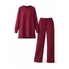 Osy Modal Yumuşak Dokulu Tesettür İkili Takım Yan Yırtmaçlı Uzun Tunik Ve Düz Paça Pantolon, Salaş Kalıp - Bordo