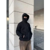 Samuray Ninja Çift Kapşonlu ZIP Fermuarlı Kanguru Çepli Tam Fermuarlı Hoodie Swetshirt - Siyah