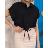 Sıfır kollu bağlamalı crop gömlek siyah s255359