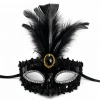 Siyah Renk Payetli Pullu Tüylü Parti Maskesi 17x20 cm (4940)