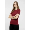 T-Shirt Bisiklet Yaka Slim Fit Likralı Tişört Günlük Basic Body - Bordo
