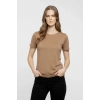 T-Shirt Bisiklet Yaka Slim Fit Likralı Tişört Günlük Basic Body - Kahverengi