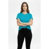 T-Shirt Bisiklet Yaka Slim Fit Likralı Tişört Günlük Basic Body - Turkuvaz
