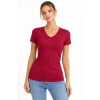 T-Shirt V Yaka Slim Fit Likralı Tişört Günlük Basic Body - Bordo