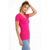 T-Shirt V Yaka Slim Fit Likralı Tişört Günlük Basic Body - Pembe