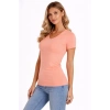 T-Shirt V Yaka Slim Fit Likralı Tişört Günlük Basic Body - Toz Pembe
