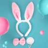 Tavşan Kostüm Seti Taç Papyon Kuyruk Pembe Renk (4940)