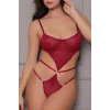 Transparan Bordo Dekolteli Balenli Fantazi İç Giyim Body TM1410