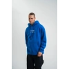 Üç İplik Kapşonlu Dijital Patchli SweatShirt - Mavi