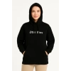 Üç İplik Kapşonlu ön Ve Arka Baskılı SweatShirt Hoodie- Siyah