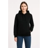 Üç İplik Kapüşonlu Kanguru Çepli SweatShirt Hoodie - Siyah