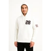Üç İplik Kapüşonlu Ön Ve Arka Baskılı SweatShirt Hoodie - Beyaz