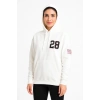 Üç İplik Kapüşonlu Ön Ve Arka Baskılı SweatShirt Hoodie - Beyaz