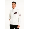 Üç İplik Kapüşonlu Ön Ve Arka Baskılı SweatShirt Hoodie - Beyaz