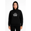 Üç İplik Kapüşonlu Ön Ve Arka Baskılı SweatShirt Hoodie - Siyah