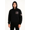 Üç İplik Kapüşonlu Ön Ve Arka Baskılı SweatShirt Hoodie - Siyah