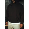 Üç İplik Penye Kapşonlu Basic SweatShirt - Siyah