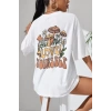 Unisex Baskılı Oversize T-Shirt - Beyaz