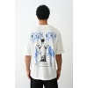 Unisex Baskılı Oversize T-Shirt - Beyaz