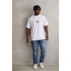 Unisex Baskılı Oversize T-Shirt - Beyaz