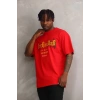 Unisex Baskılı Oversize T-Shirt - Kırmızı