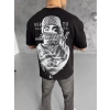 Unisex Baskılı Oversize T-Shirt - Siyah