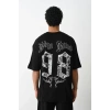 Unisex Baskılı Oversize T-Shirt - Siyah