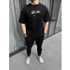Unisex Baskılı Oversize T-Shirt - Siyah