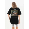 Unisex Baskılı Oversize T-Shirt - Siyah