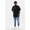 Unisex Baskılı Oversize T-Shirt - Siyah