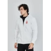 Unisex Baskılı Tam Fermuarlı Kapşonlu SweatShirt - Beyaz