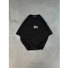 Unisex Bisiklet Yaka Baskılı Oversize T-Shirt - Siyah