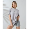 Unisex Bisiklet Yaka Baskılı Slim Fit T-Shirt - Boyalı Gri