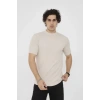 Unisex Bisiklet Yaka Slim Fit T-Shirt- Bej