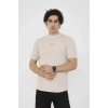 Unisex Bisiklet Yaka Slim Fit T-Shirt- Bej