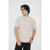 Unisex Bisiklet Yaka Slim Fit T-Shirt- Bej