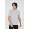 Unisex Bisiklet Yaka Slim Fit T-Shirt- Boyalı Gri