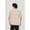 Unisex Jakar Kumaş Rahat Kol T-Shirt - Bej