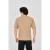 Unisex Jakar Kumaş Rahat Kol T-Shirt - Kahverengi