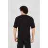 Unisex Jakar Kumaş Rahat Kol T-Shirt - Siyah