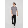 Unisex Jakar Kumaş Slim Fit T-Shirt - Boyalı Gri