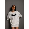Unisex Ön Ve Kol Baskılı Oversize T-shirt - Beyaz