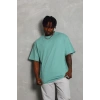 Unisex Oversize Düz Bisiklet Yaka T-Shirt - Mint Yeşili