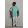 Unisex Oversize Düz Bisiklet Yaka T-Shirt - Mint Yeşili