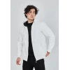 Unisex Tam Fermuarlı Kapşonlu  SweatShirt - Beyaz