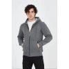 Unisex Tam Fermuarlı Kapşonlu  SweatShirt - Füme